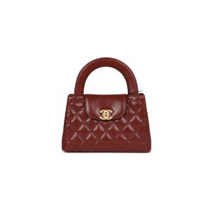 CH@NEL Kelly 24k CALFSKIN BRUSHED GOLD HARDWARE 14/20cm