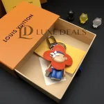 LOUIS VUITTON BAG CHARM VIVIENNE GYM KEY HOLDER CALFSKIN, ORANGE & BLUE M01198 - Image 4