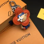 LOUIS VUITTON BAG CHARM VIVIENNE GYM KEY HOLDER CALFSKIN, ORANGE & BLUE M01198 - Image 6