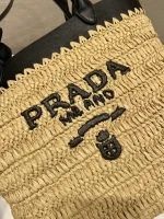 PRADA SMALL CROCHET AND LEATHER TOTE BAG - Image 8