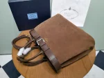 PRADA LARGE BUCKLE PRADA BUCKLE SUEDE BAG WITH BELT - Image 14