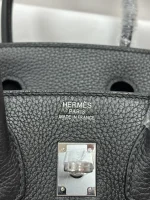 HERMÈS BIRKIN 35 TOGO BLACK LEATHER AND SILVER BUCKLE HANDBAG - Image 3