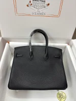 HERMÈS BIRKIN 35 TOGO BLACK LEATHER AND SILVER BUCKLE HANDBAG - Image 5
