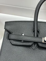 HERMÈS BIRKIN 35 TOGO BLACK LEATHER AND SILVER BUCKLE HANDBAG - Image 8