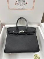HERMÈS BIRKIN 35 TOGO BLACK LEATHER AND SILVER BUCKLE HANDBAG - Image 2