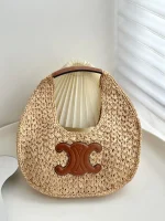 Celine classic panier HOBO BAG IN Raffia and Calfskin - Image 2
