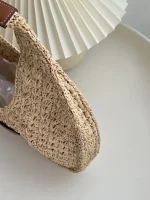 Celine classic panier HOBO BAG IN Raffia and Calfskin - Image 7