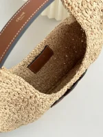 Celine classic panier HOBO BAG IN Raffia and Calfskin - Image 6