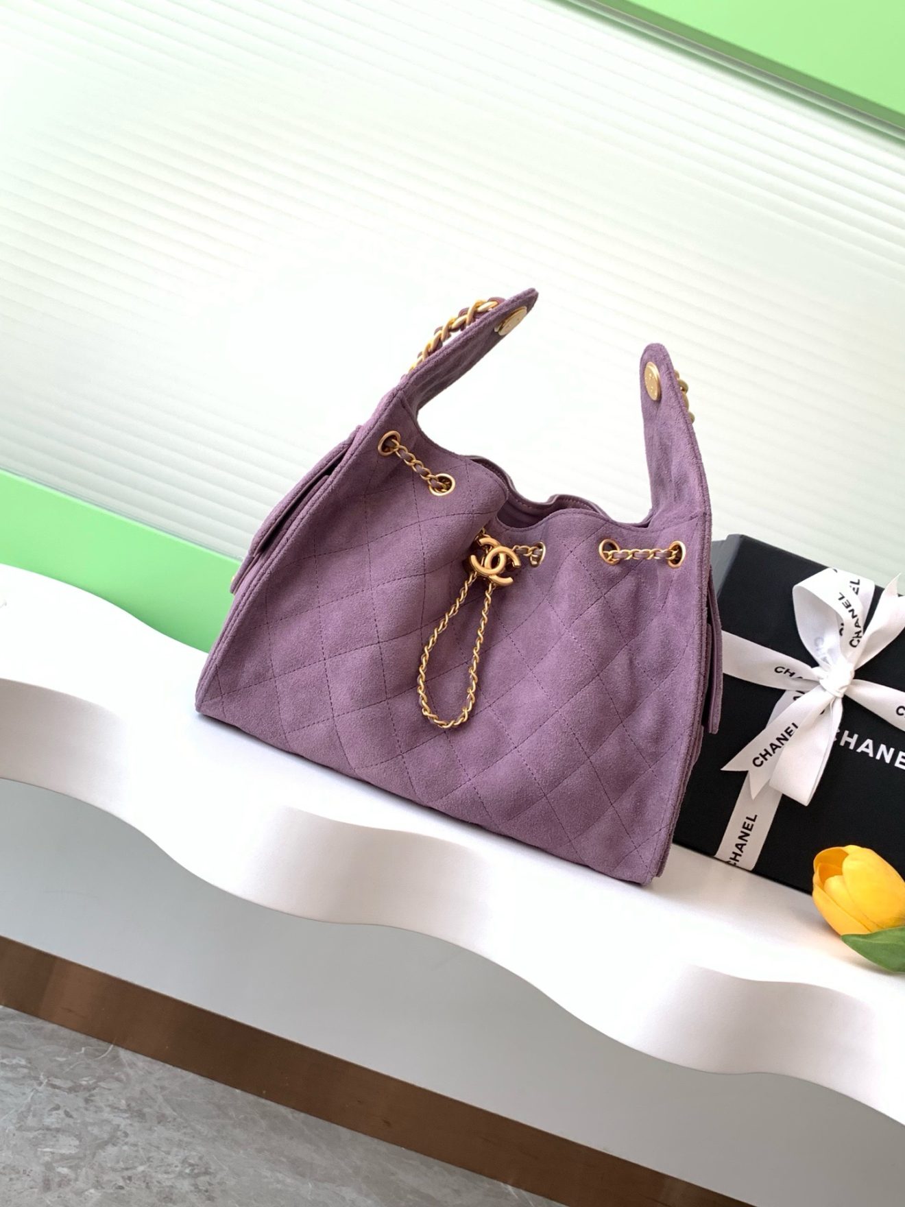 Chanel 25 Hobo Suede Purple