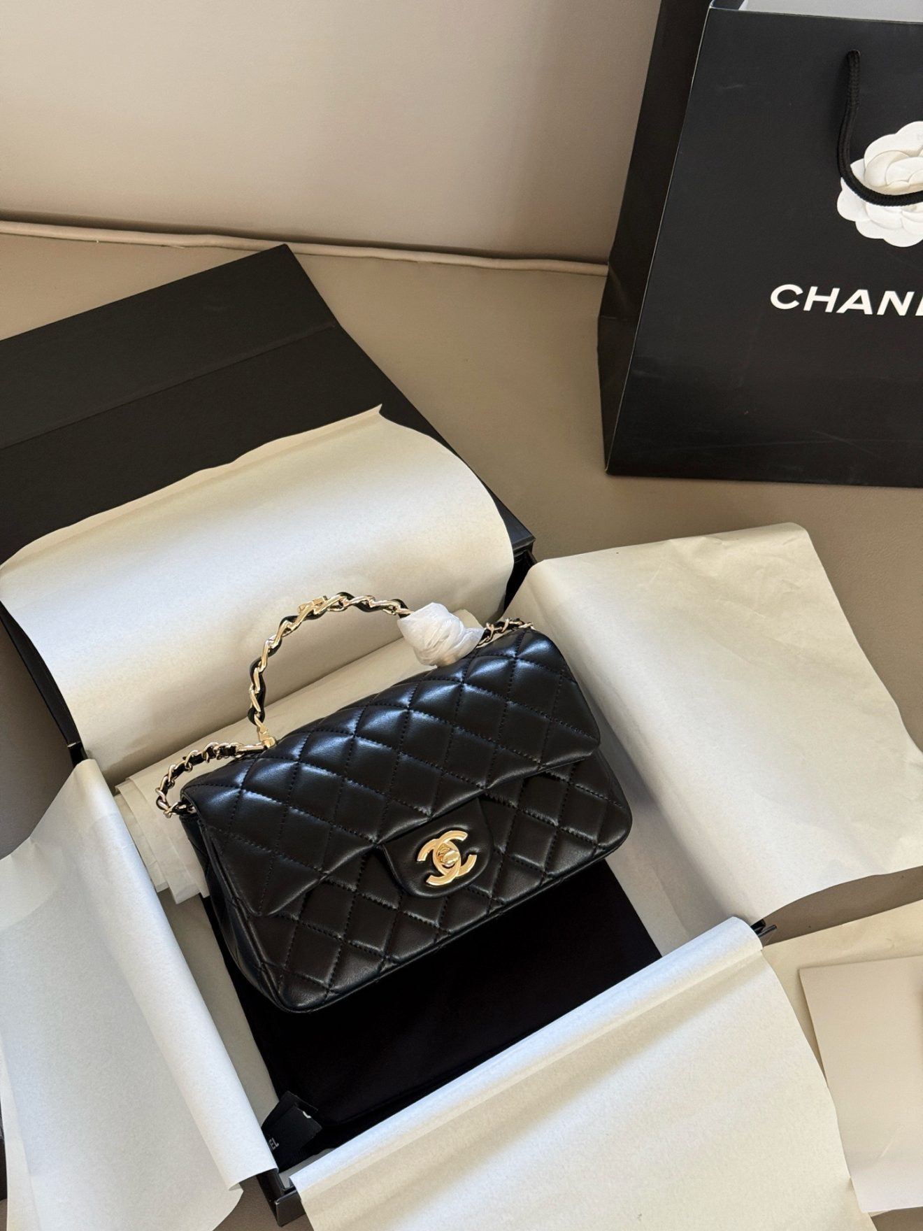 Chanel mini CF handle black