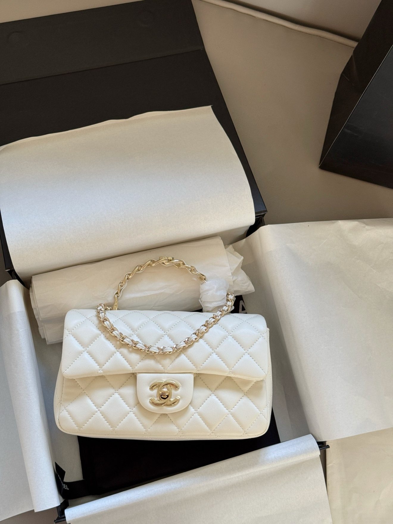 Chanel mini CF handle white