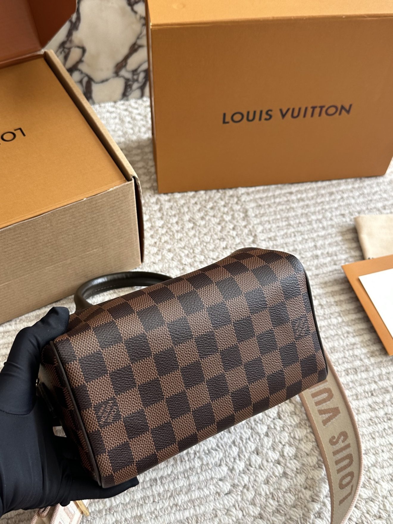 louis vuitton lv Speedy20 brown checker - Image 6