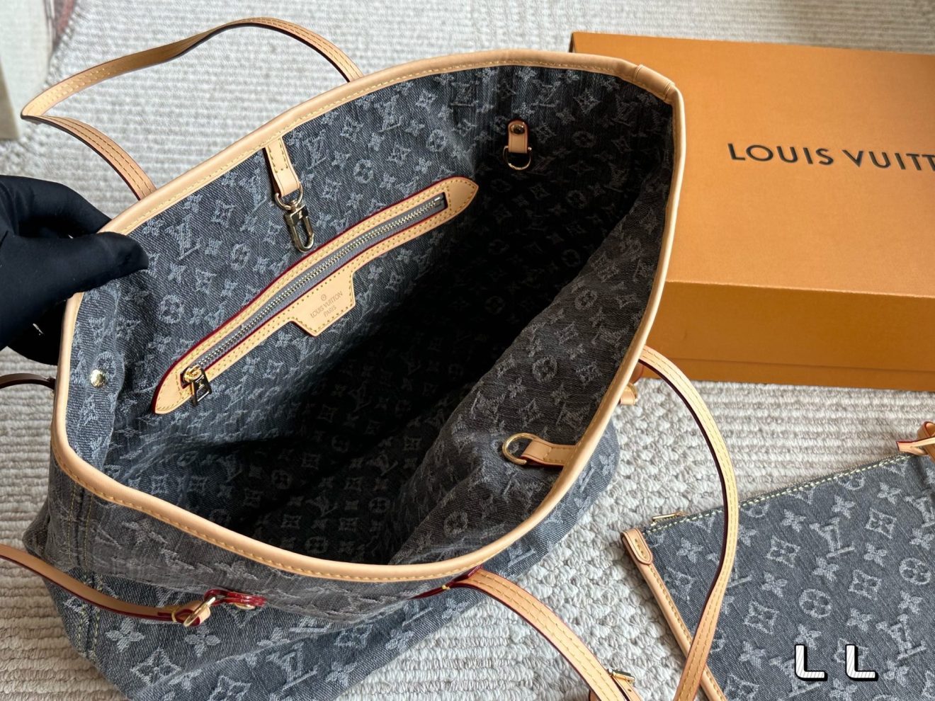 Louis Vuitton lv Neverfull MM DENIM-32*29*17CM - Image 3