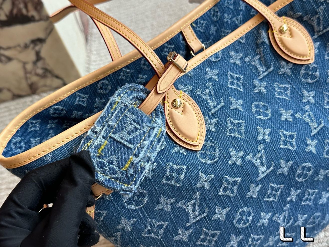 Louis Vuitton lv  Neverfull MM DENIM-32*29*17CM - Image 8