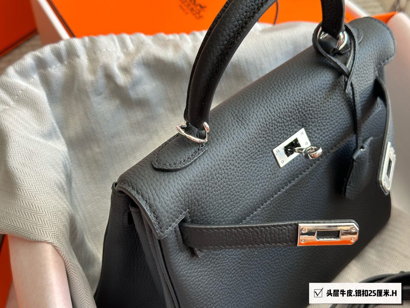 Hermes Birkin 25– Sliver Togo leather - Image 8