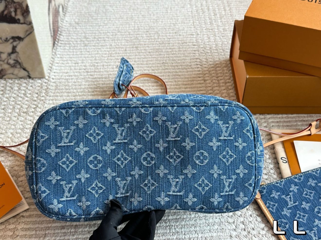 Louis Vuitton lv  Neverfull MM DENIM-32*29*17CM - Image 4