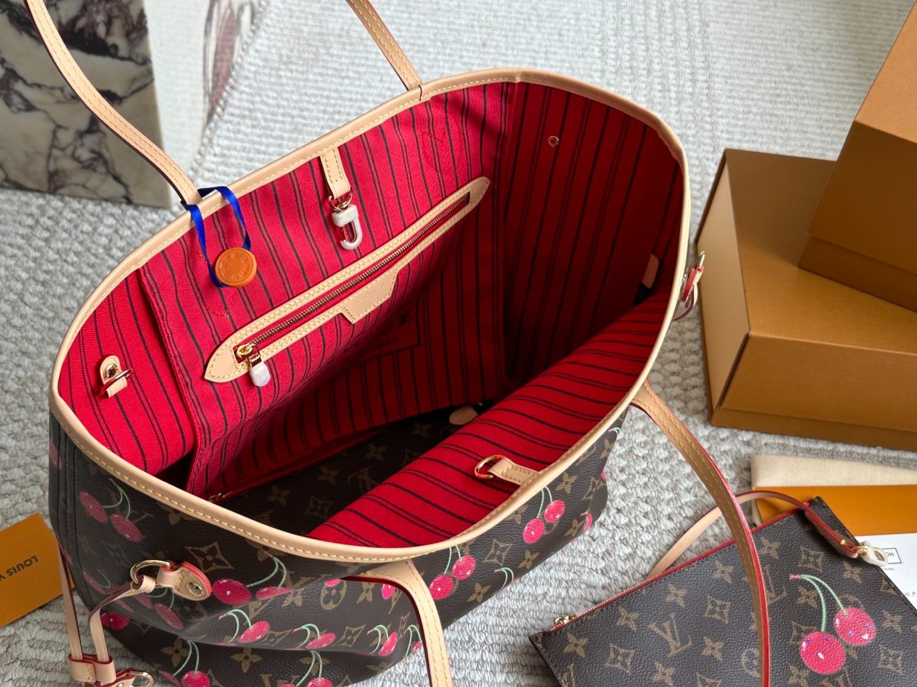 Louis Vuitton lv Neverfull MM CHERRY-32*29*17CM - Image 7