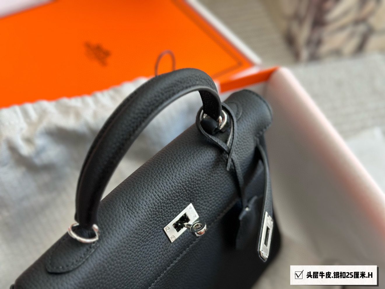Hermes Birkin 25– Sliver Togo leather - Image 9