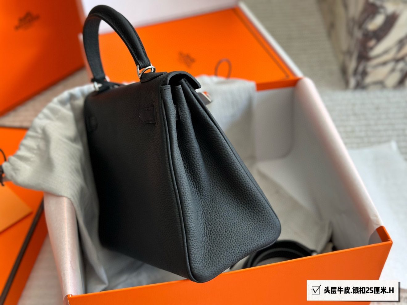 Hermes Birkin 25– Sliver Togo leather - Image 5