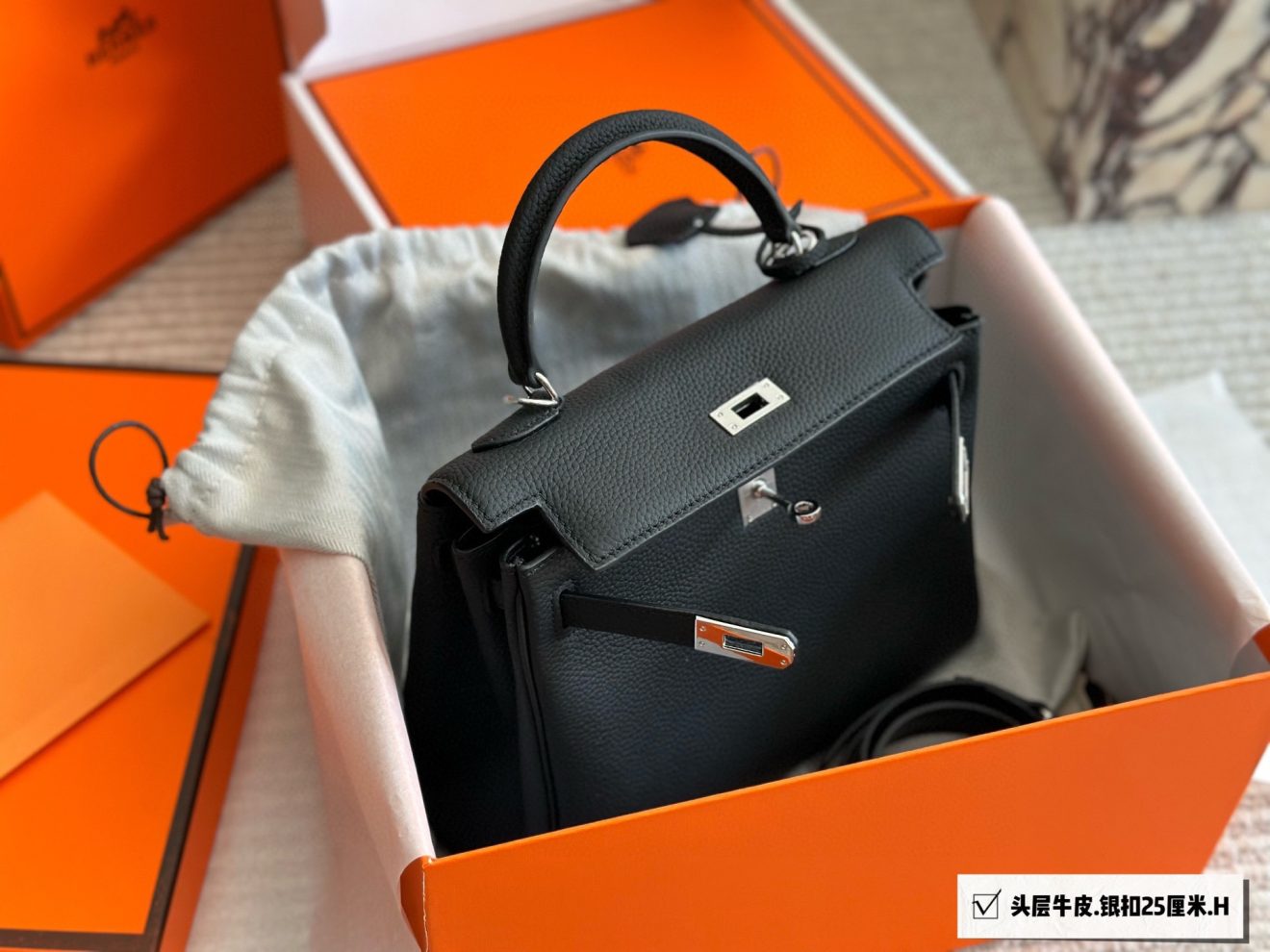Hermes Birkin 25– Sliver Togo leather - Image 3