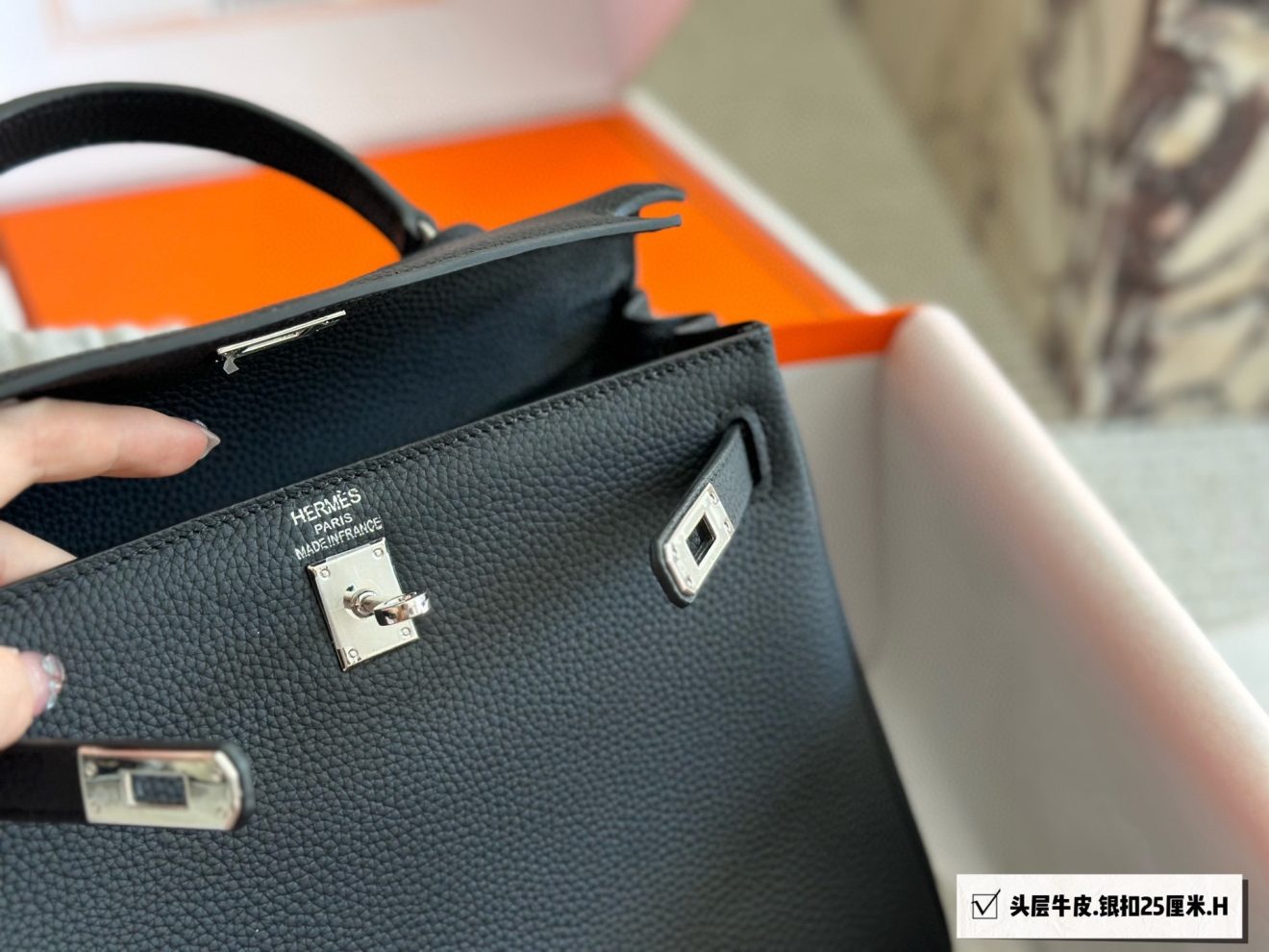 Hermes Birkin 25– Sliver Togo leather - Image 4