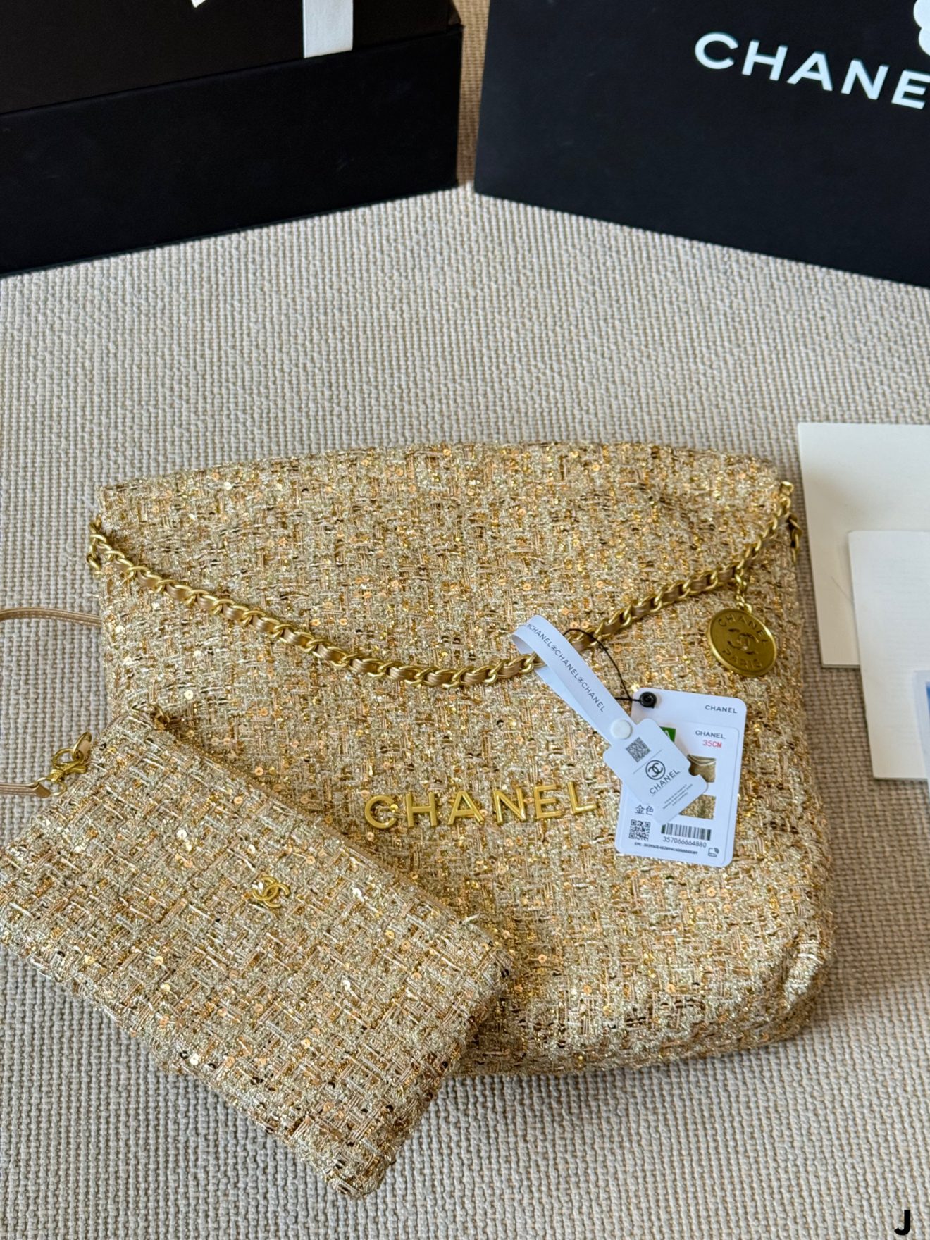 Chanel 22K Tweed Hobo Bag - Image 3