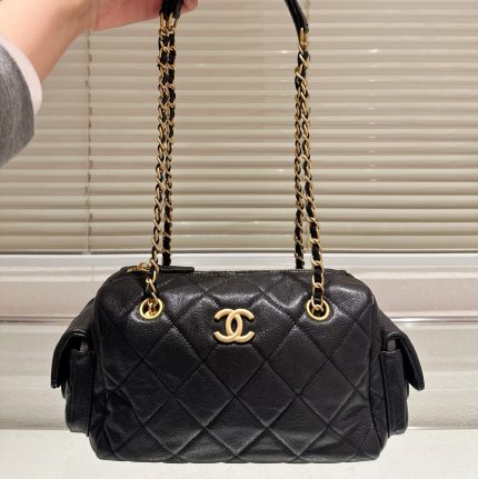 chanel 25k bowling bag with caviar texture 2 colors