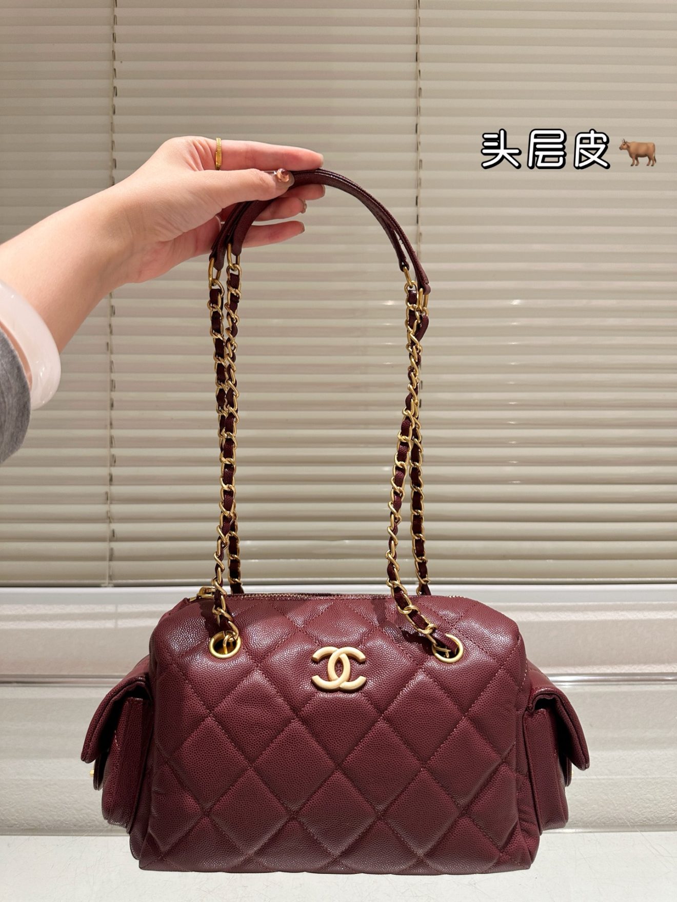 chanel 25k bowling bag with caviar texture 2 colors - Image 8