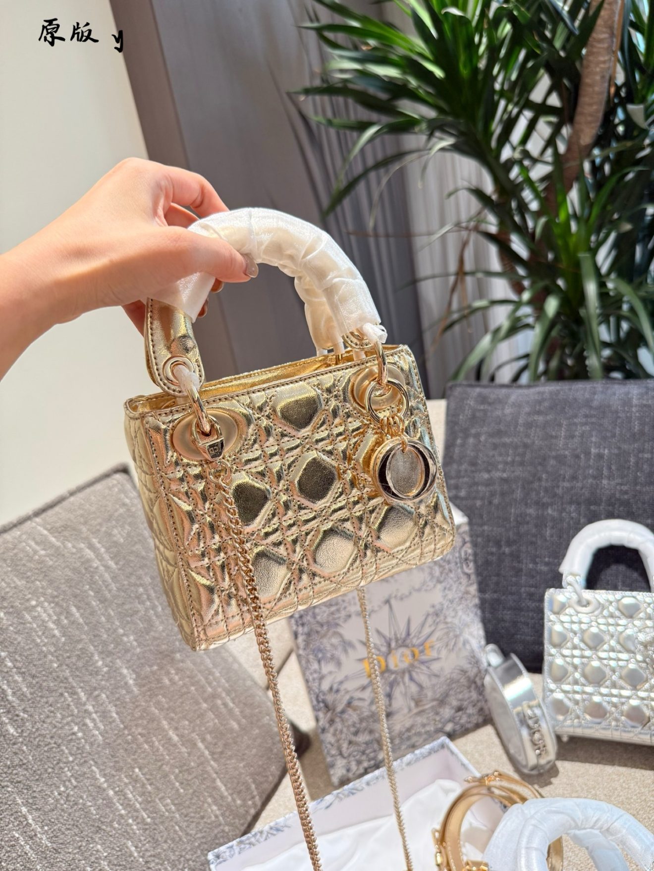 Lady Dior bling bling silver and gold in 17/20cm - Image 9