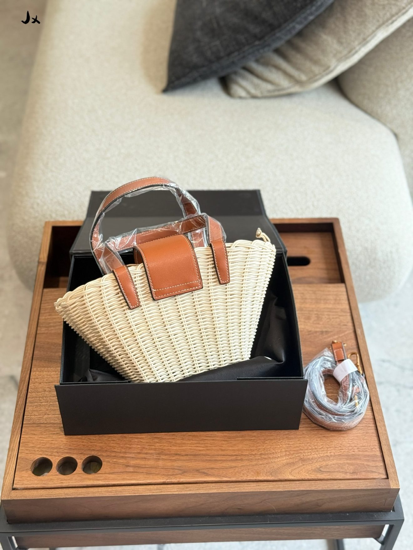 TEEN COUFFIN IN WICKER AND NATURAL CALFSKIN 32x14x7cm - Image 5