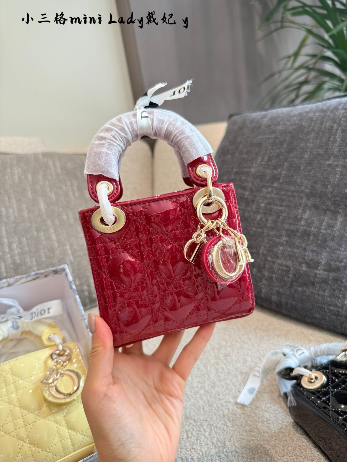 Micro Lady Dior Pattern Leather in gold hardware 12cm - Image 4
