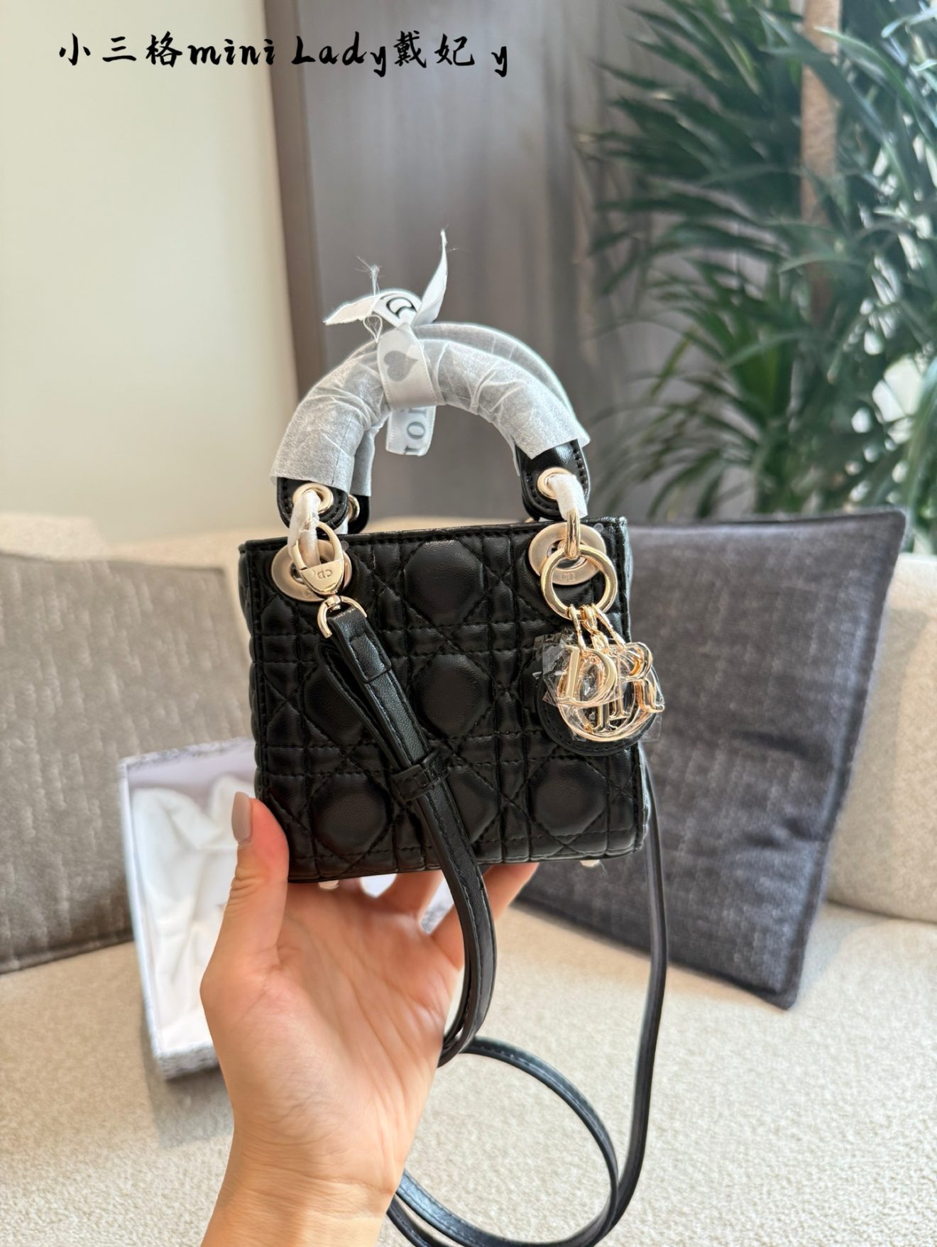 Micro Lady Dior Black Lambskin - gold hardware 12cm - Image 4