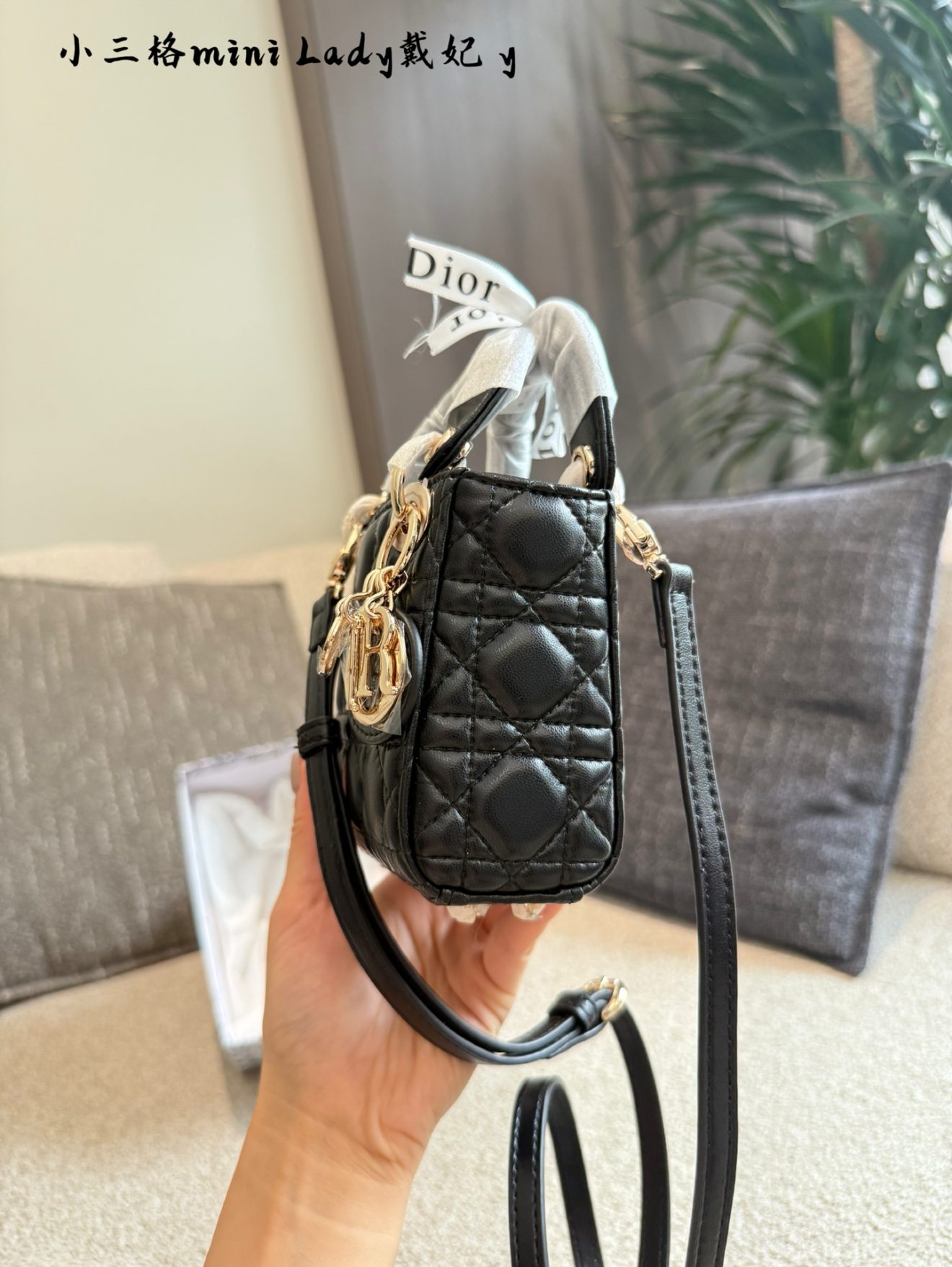 Micro Lady Dior Black Lambskin - gold hardware 12cm - Image 5