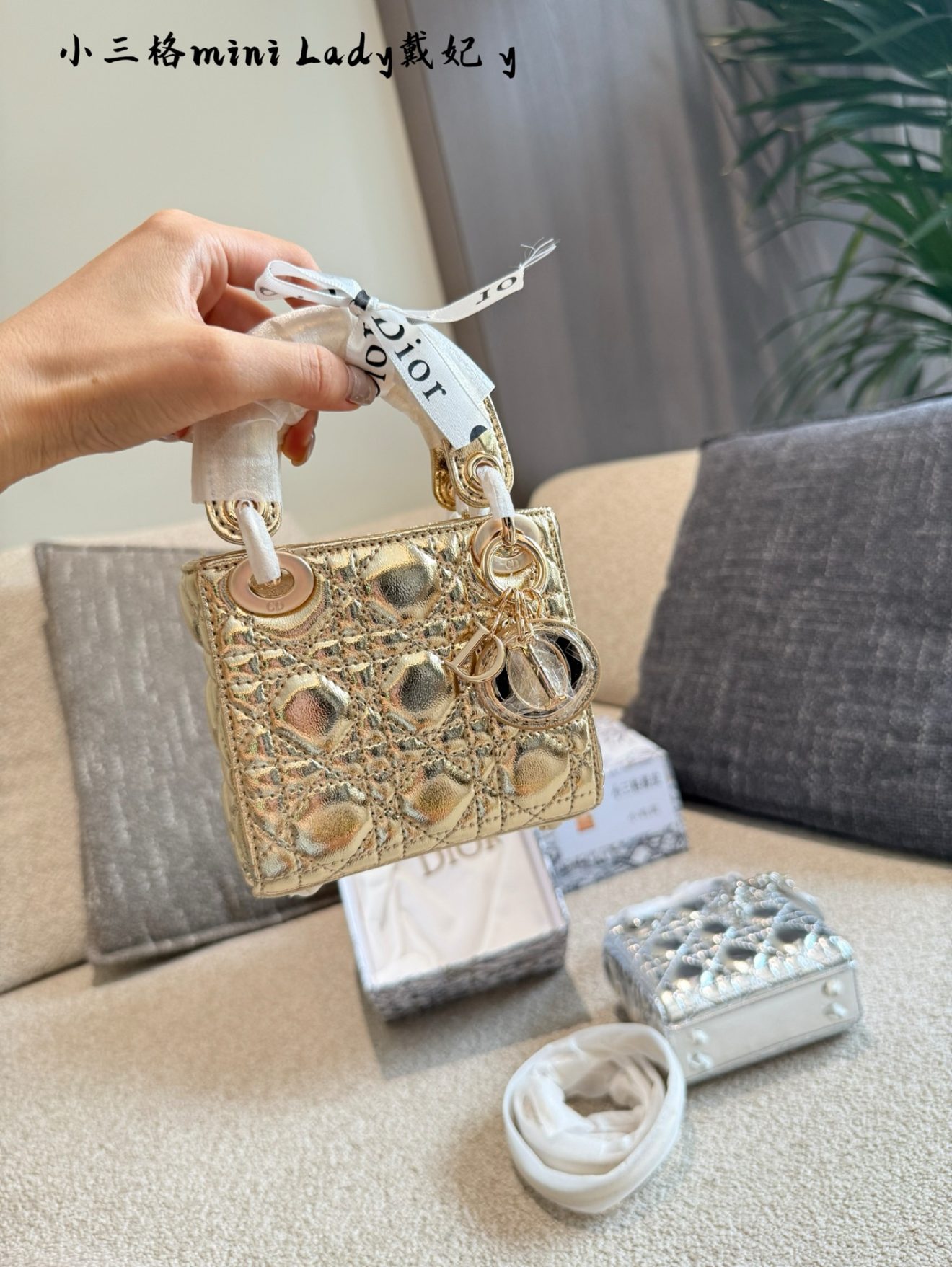 Micro Lady Dior Gold & Silver 12cm - Image 4