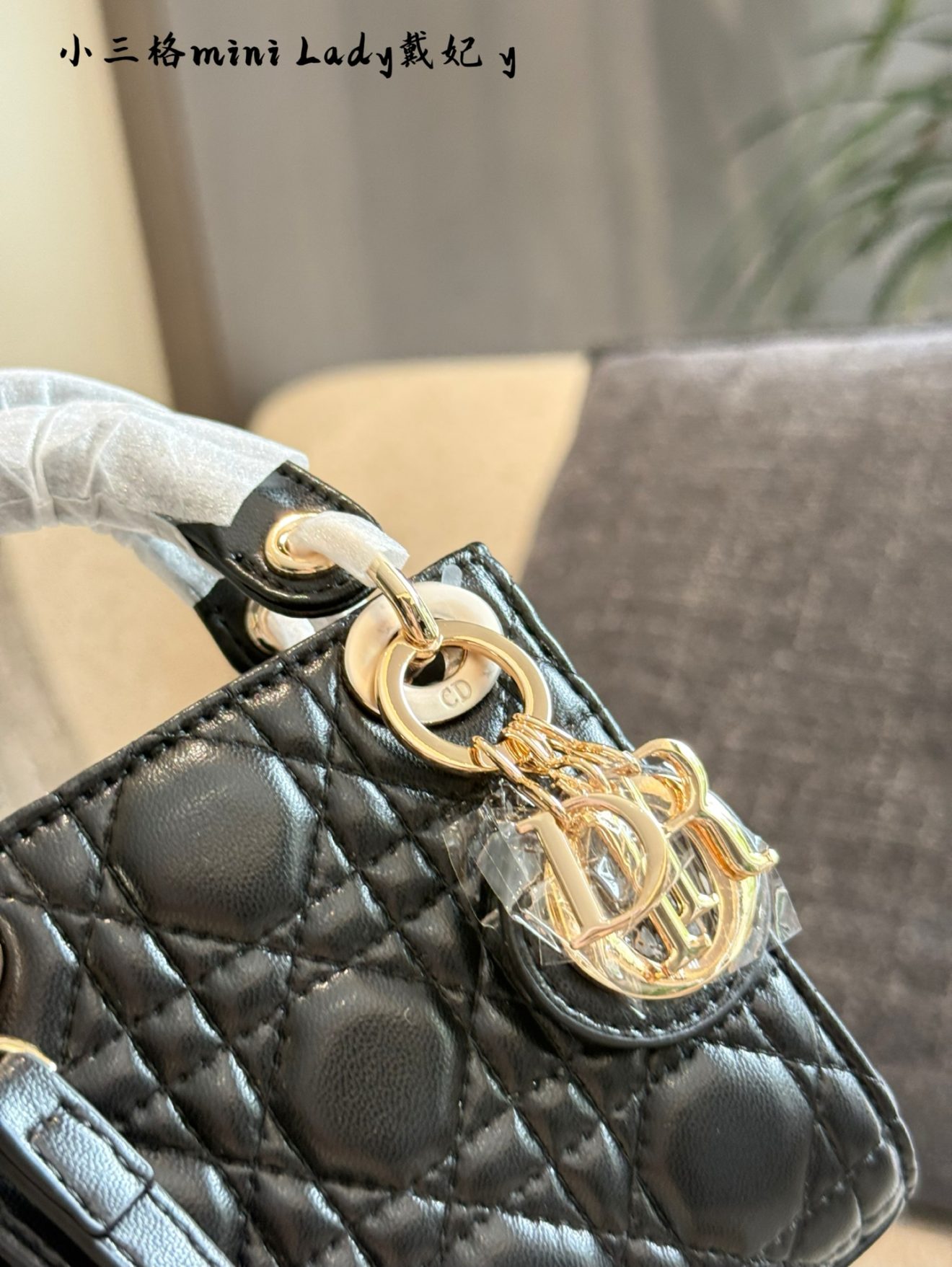 Micro Lady Dior Black Lambskin - gold hardware 12cm - Image 9