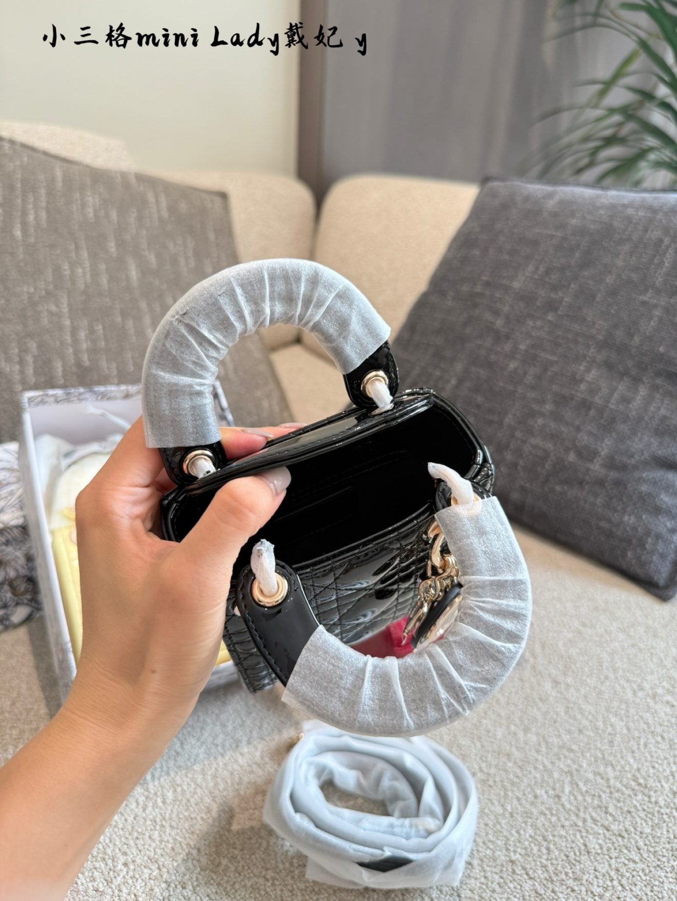 Micro Lady Dior Pattern Leather in gold hardware 12cm - Image 9