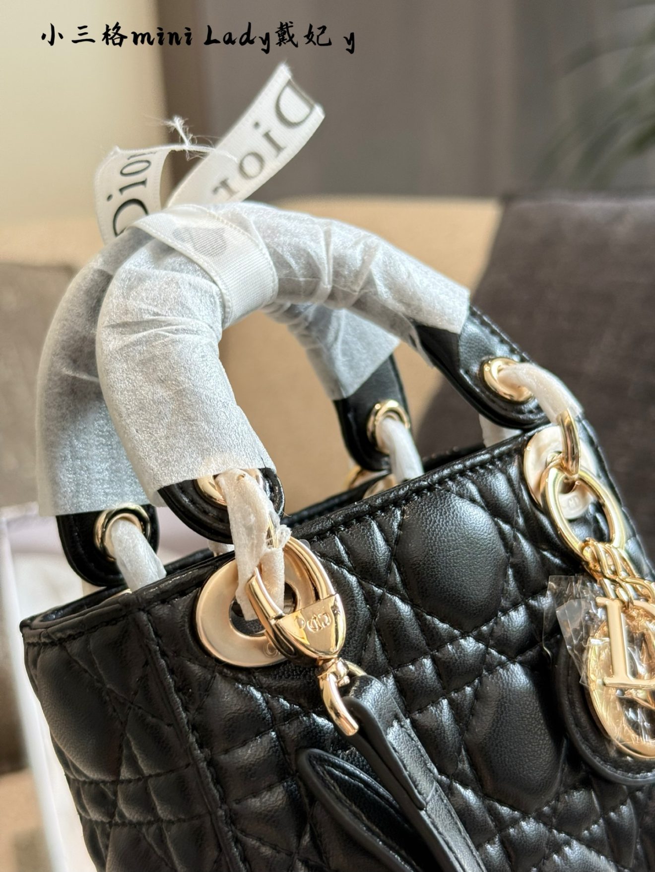 Micro Lady Dior Black Lambskin - gold hardware 12cm - Image 6