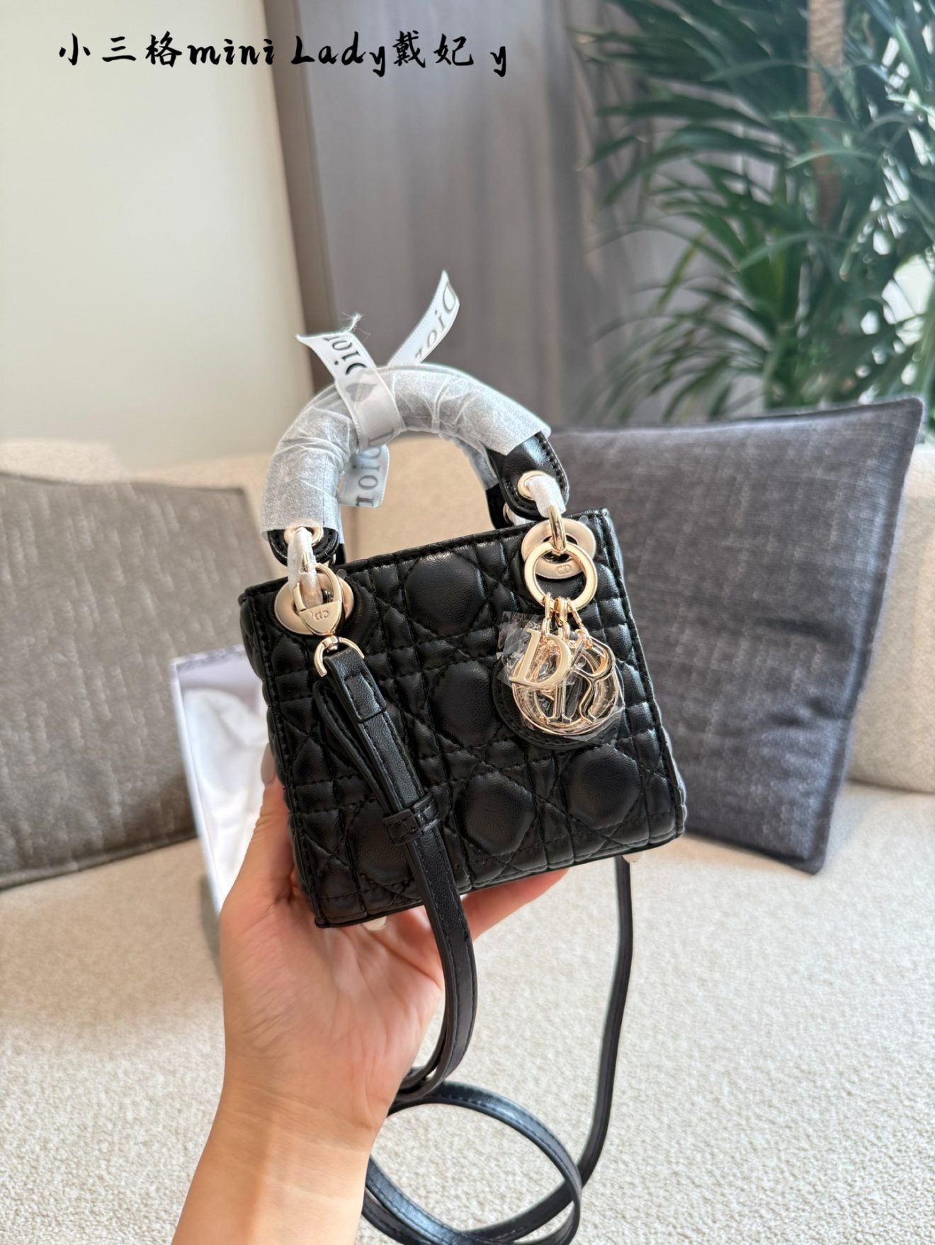 Micro Lady Dior Black Lambskin - gold hardware 12cm - Image 3
