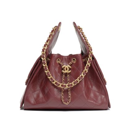CHANEL 25 Caviar Bag Burgundy Small 26x30cm