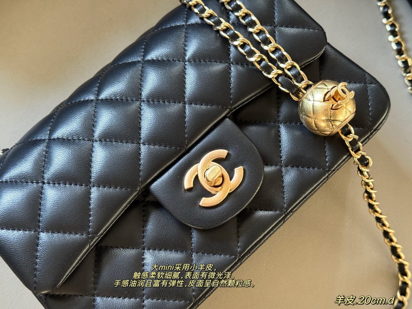 Ch@nel Flap Bag-Lambskin Leather-Gold Hardware-20CM - Image 3