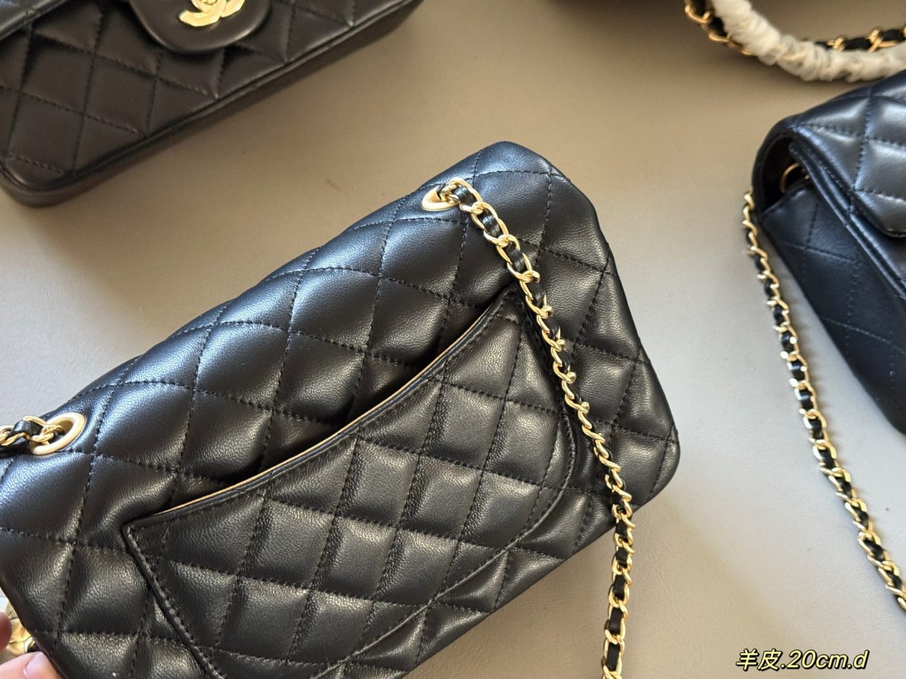 Ch@nel Flap Bag-Lambskin Leather-Gold Hardware-20CM - Image 8