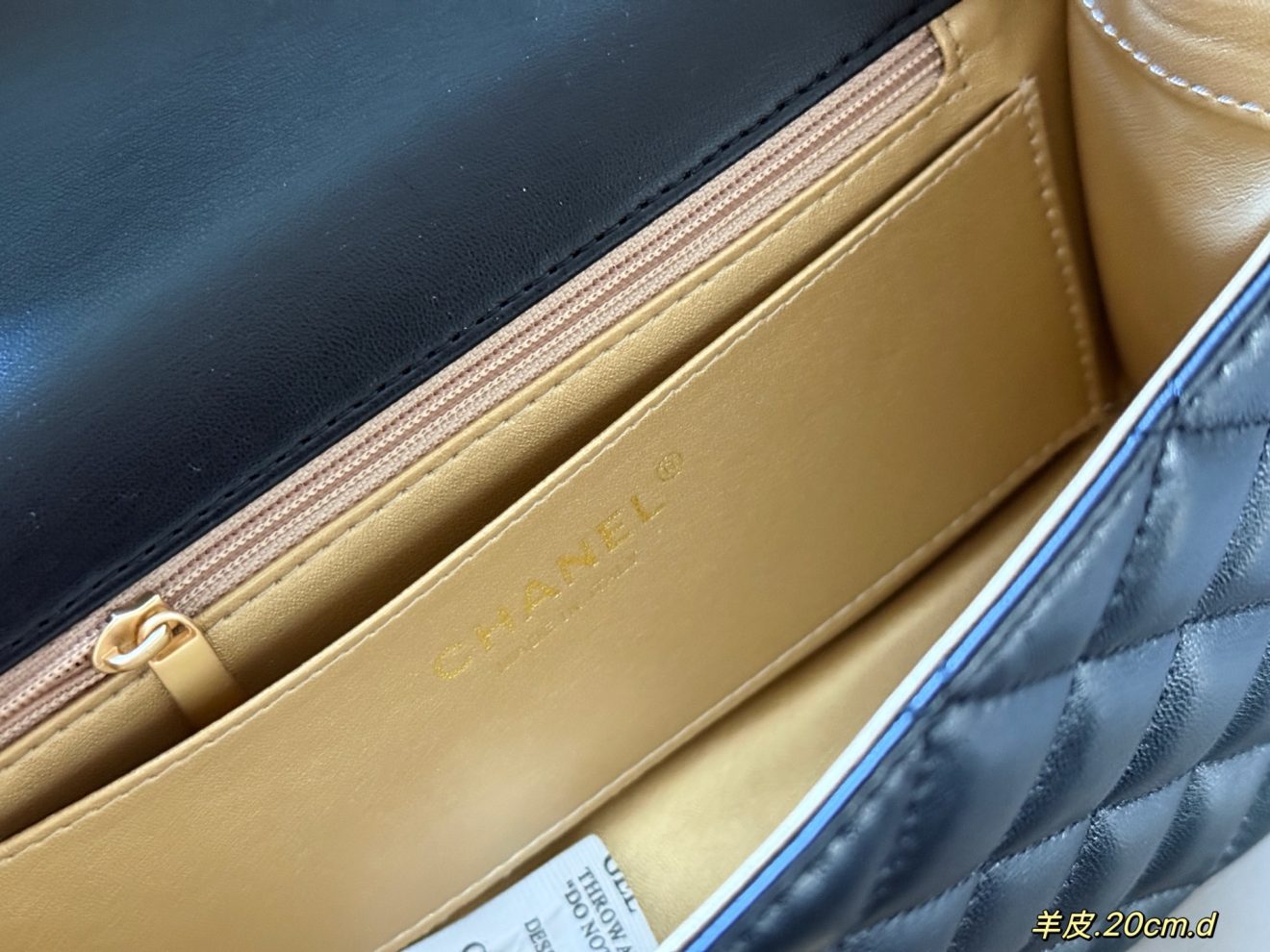 Ch@nel Flap Bag-Lambskin Leather-Gold Hardware-20CM - Image 9