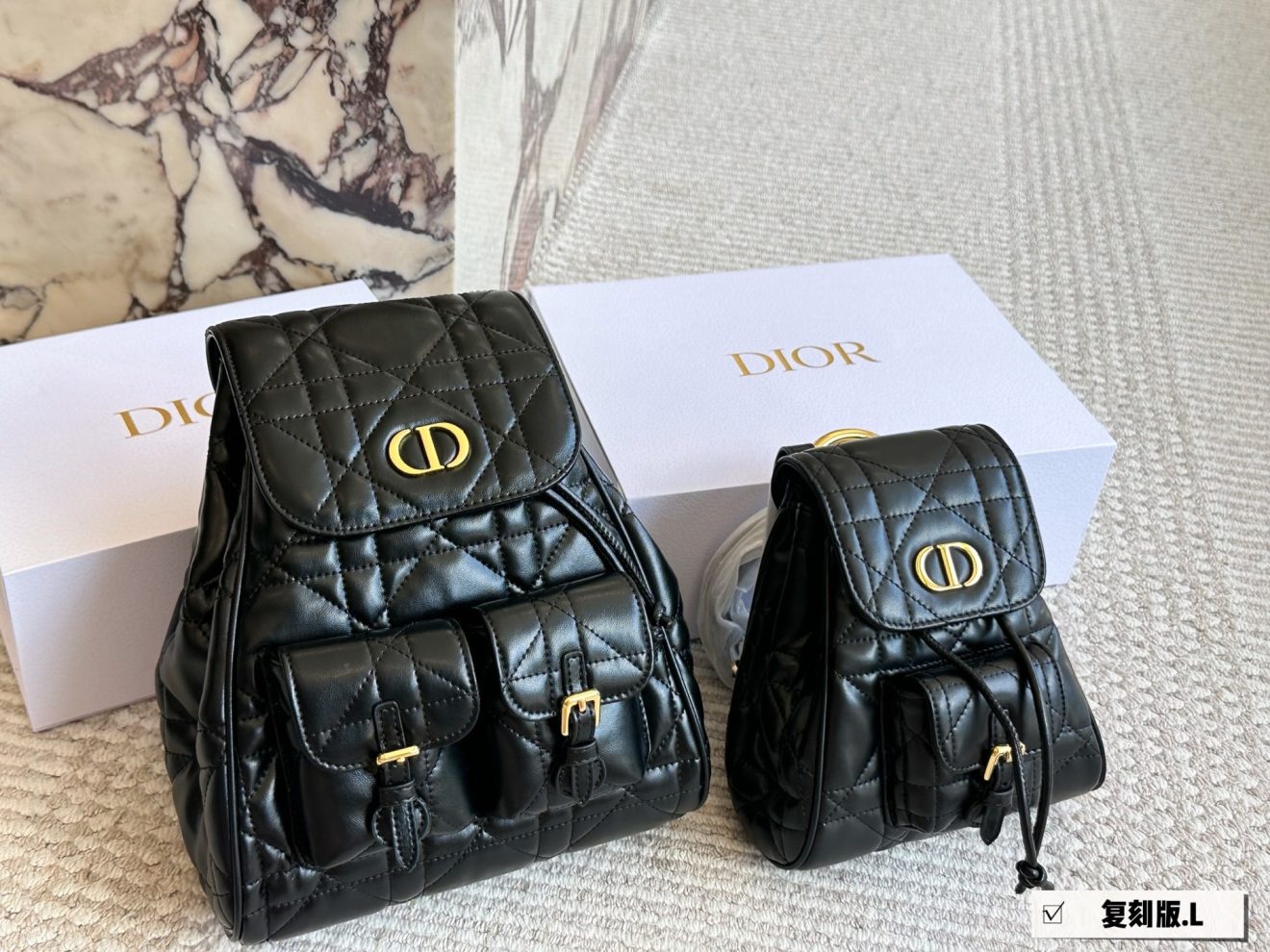DIOR BACKPACK SIZE : MEDIUM 27 X 22cm ,MINI  18 X 19cm - Image 2