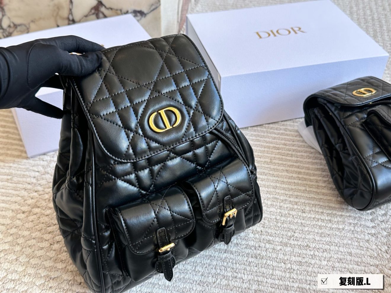 DIOR BACKPACK SIZE : MEDIUM 27 X 22cm ,MINI  18 X 19cm - Image 4