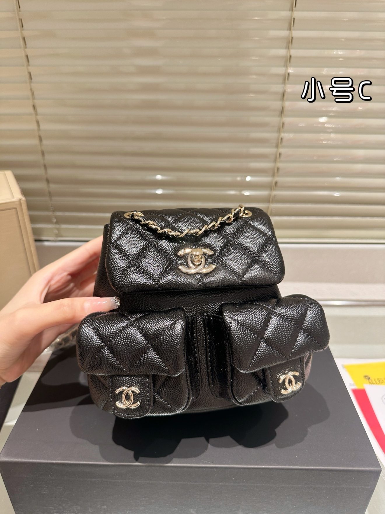CHANEL BACKPACK SIZE : 17 X 16cm