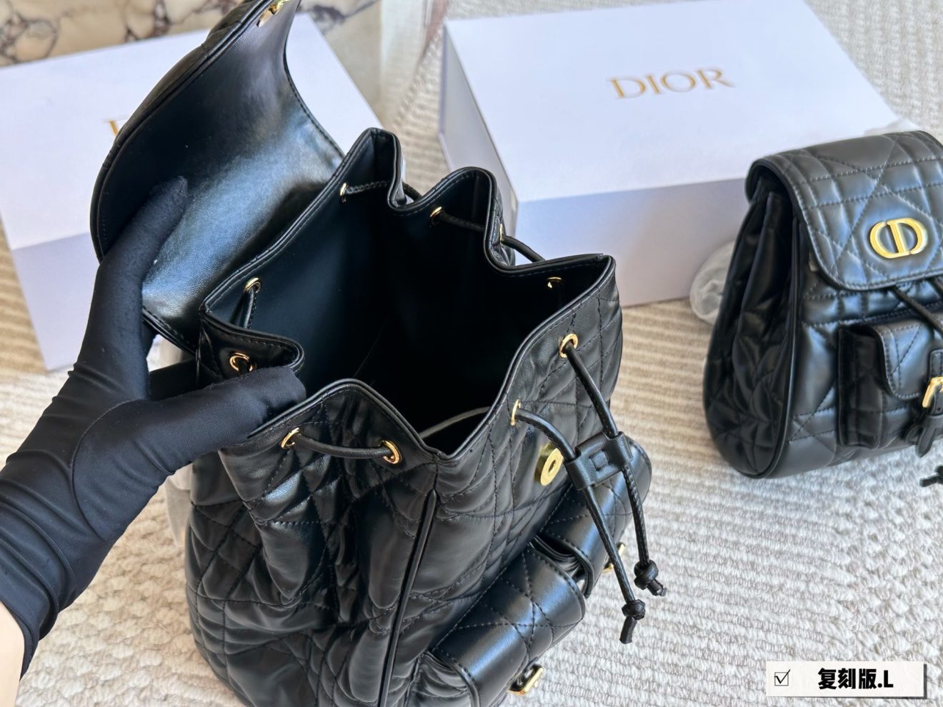 DIOR BACKPACK SIZE : MEDIUM 27 X 22cm ,MINI  18 X 19cm - Image 9