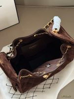 CHANEL 25 BAG BROWN suede small 26 CM - Image 8