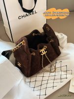 CHANEL 25 BAG brown suede  mini size 22 cm