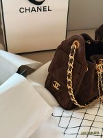 CHANEL 25 BAG brown suede  mini size 22 cm - Image 5