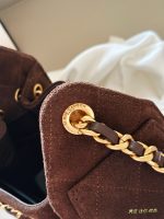 CHANEL 25 BAG brown suede  mini size 22 cm - Image 6